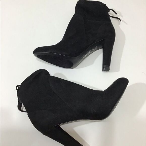Charles David Black Faux Suede Semi Ankle Boots Sz 9 1/2 - Picture 4 of 8
